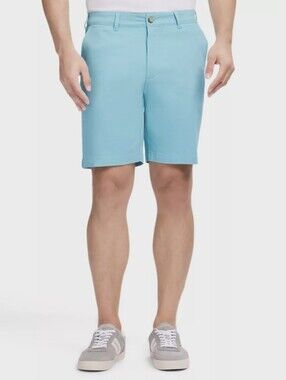 Izod saltwater men's robin egg blue teal aqua chino flat front shorts size 36